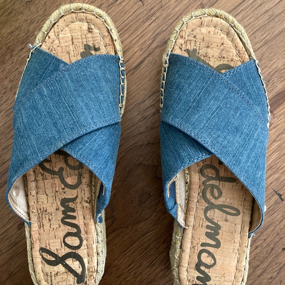 Sam Edelman, denim espadrilles slides.Rare style 6.5 Brand NIB - Picture 10 of 10